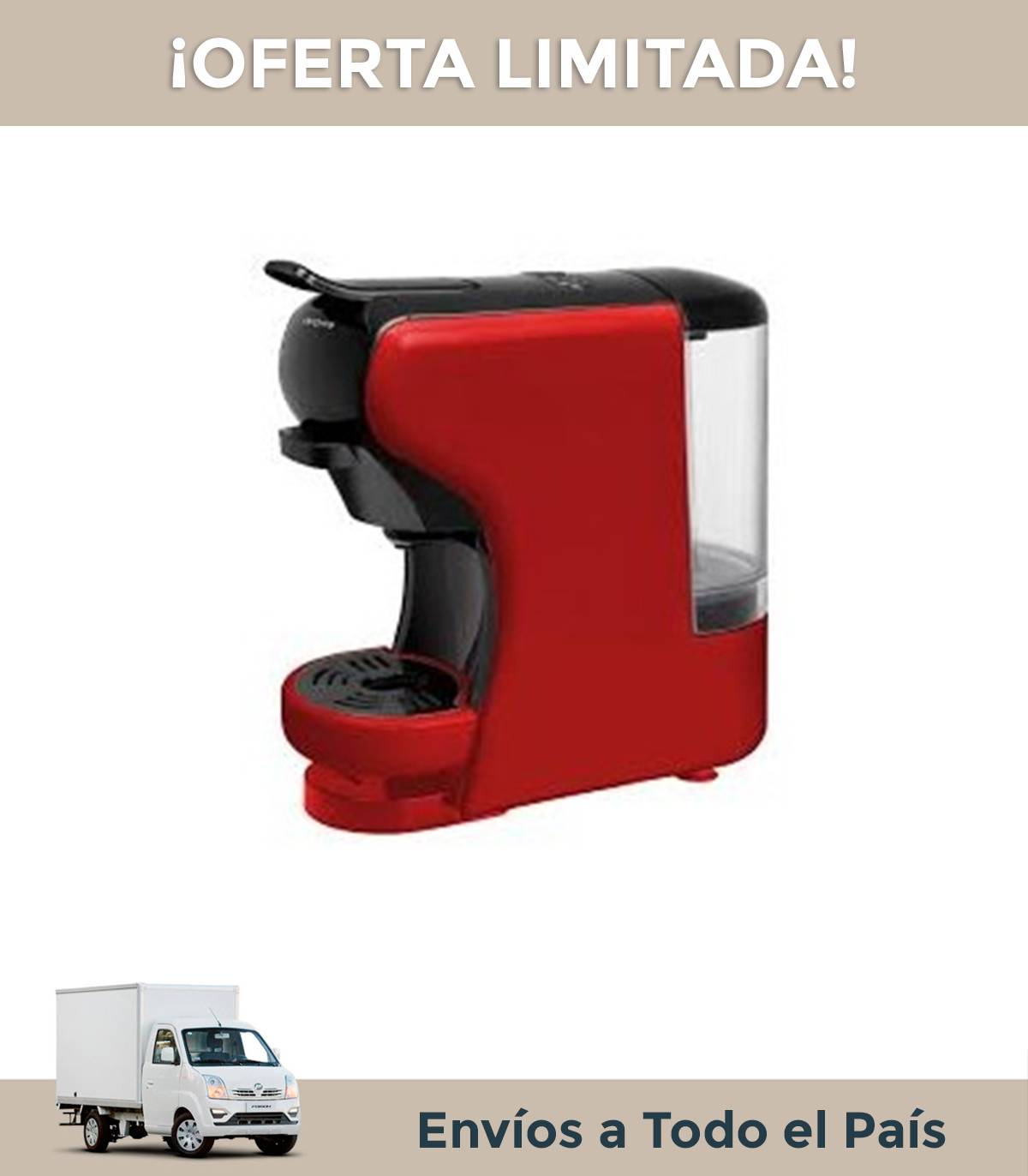 Cafetera Express Multicapsulas KanjiHome CM1500MC01 Roja